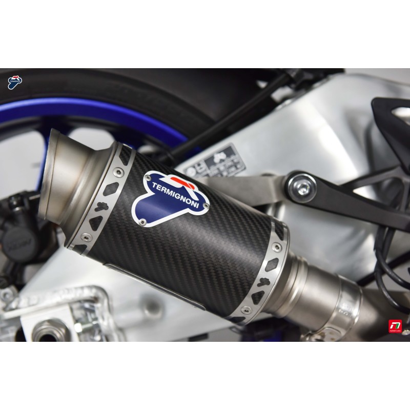 Silencieux Termignoni rond carbone embout inox pour Yamaha YZF-R1 2015-2019